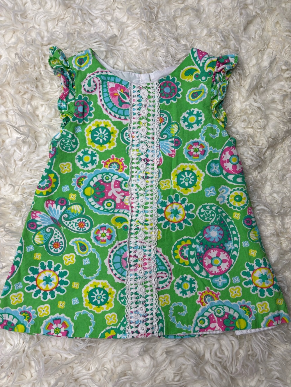 Counting Daisies Girls Green Paisley Lace-Trim top - size 2T